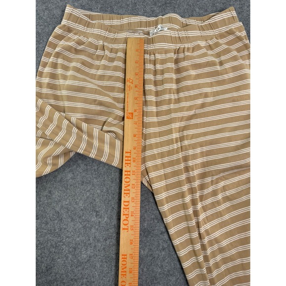 Lake Tan White Stripe Knit Cropped Wide Leg Lounge Pants Women L - Picture 9 of 13